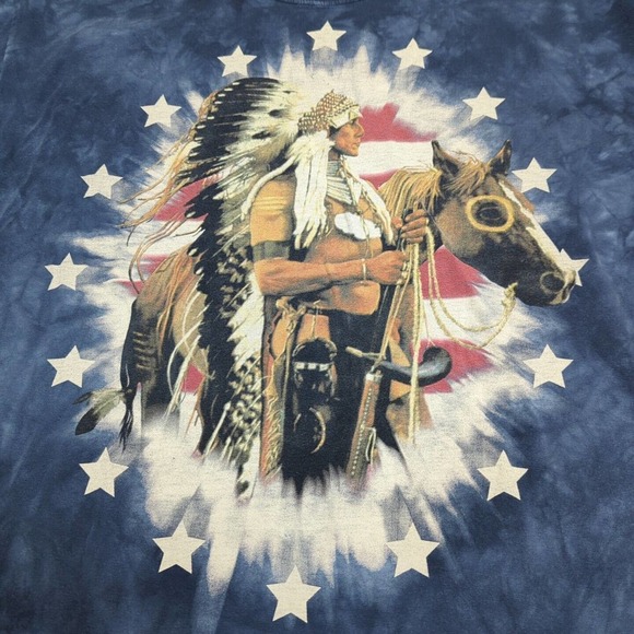 The Mountain Native American On Horse USA Tie Dye T-Shirt Mens XL/XXL, 90's - Picture 2 of 7